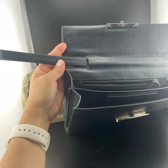 Salvatore Ferragamo Black Leather Wristlet - Picture 13 of 13